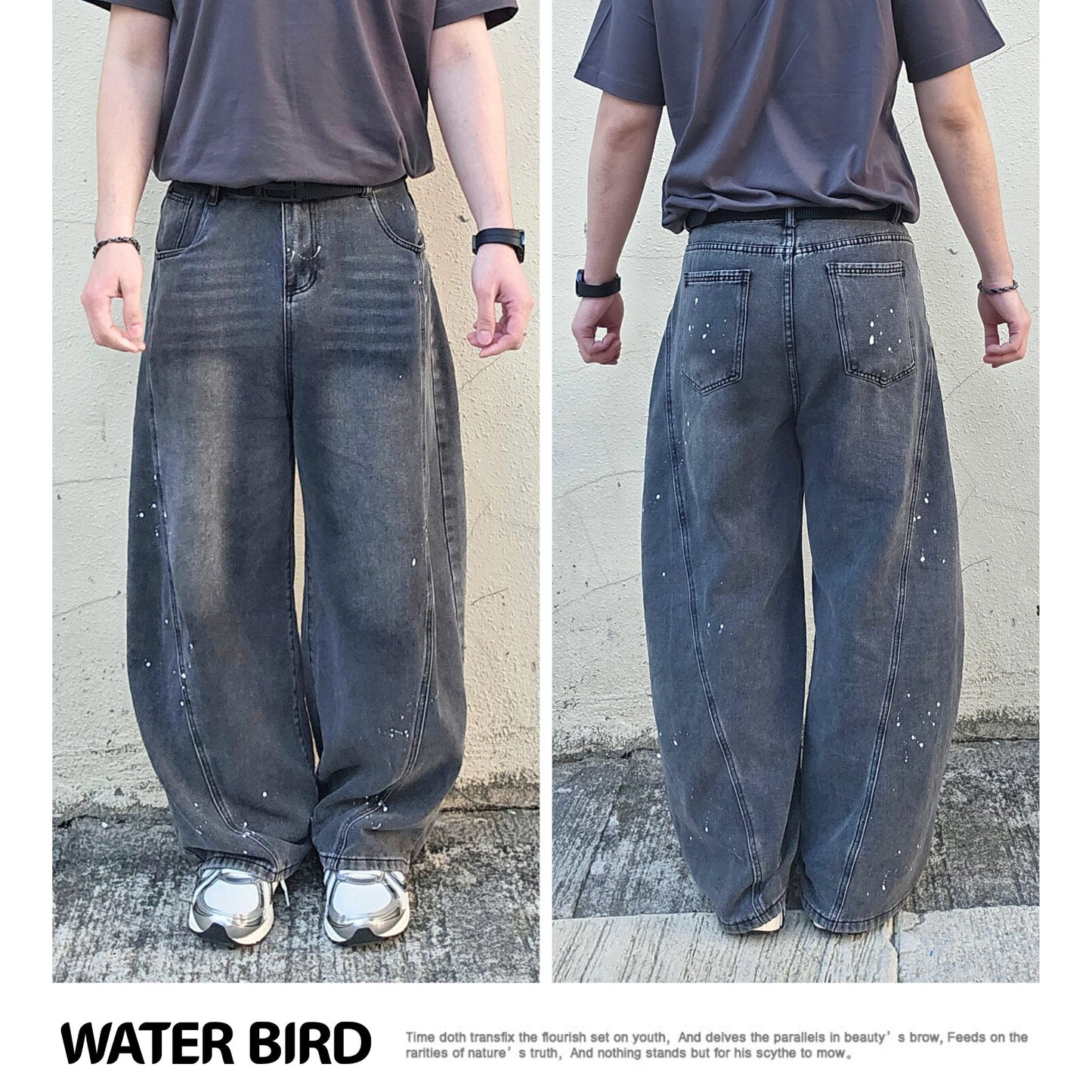 T002 - 漆點水洗黑彎刀褲